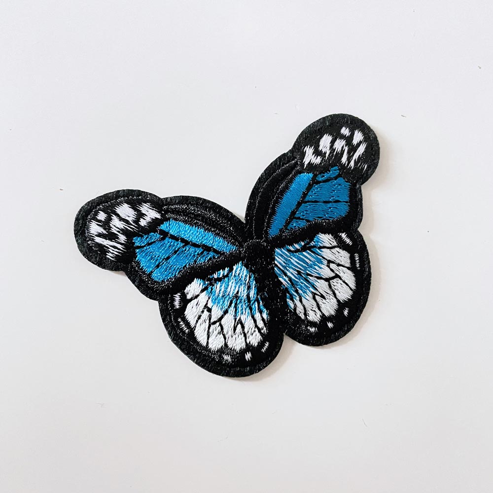 embroidered butterfly iron - on patch - good market thrift store
