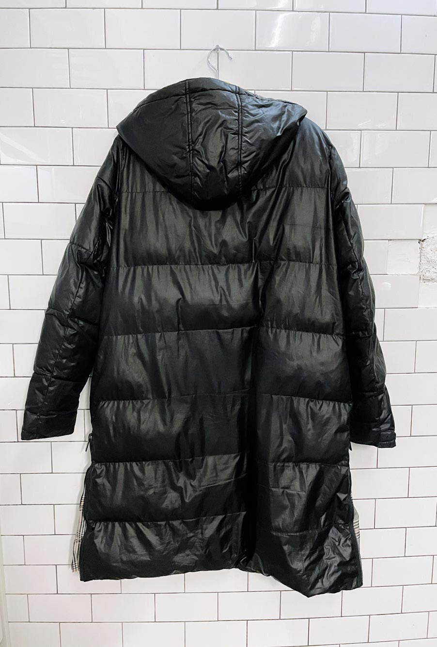 french connection poly-fil long puffer coat