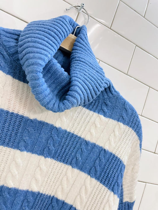 pink rose cable knit chunky stripe knit turtleneck