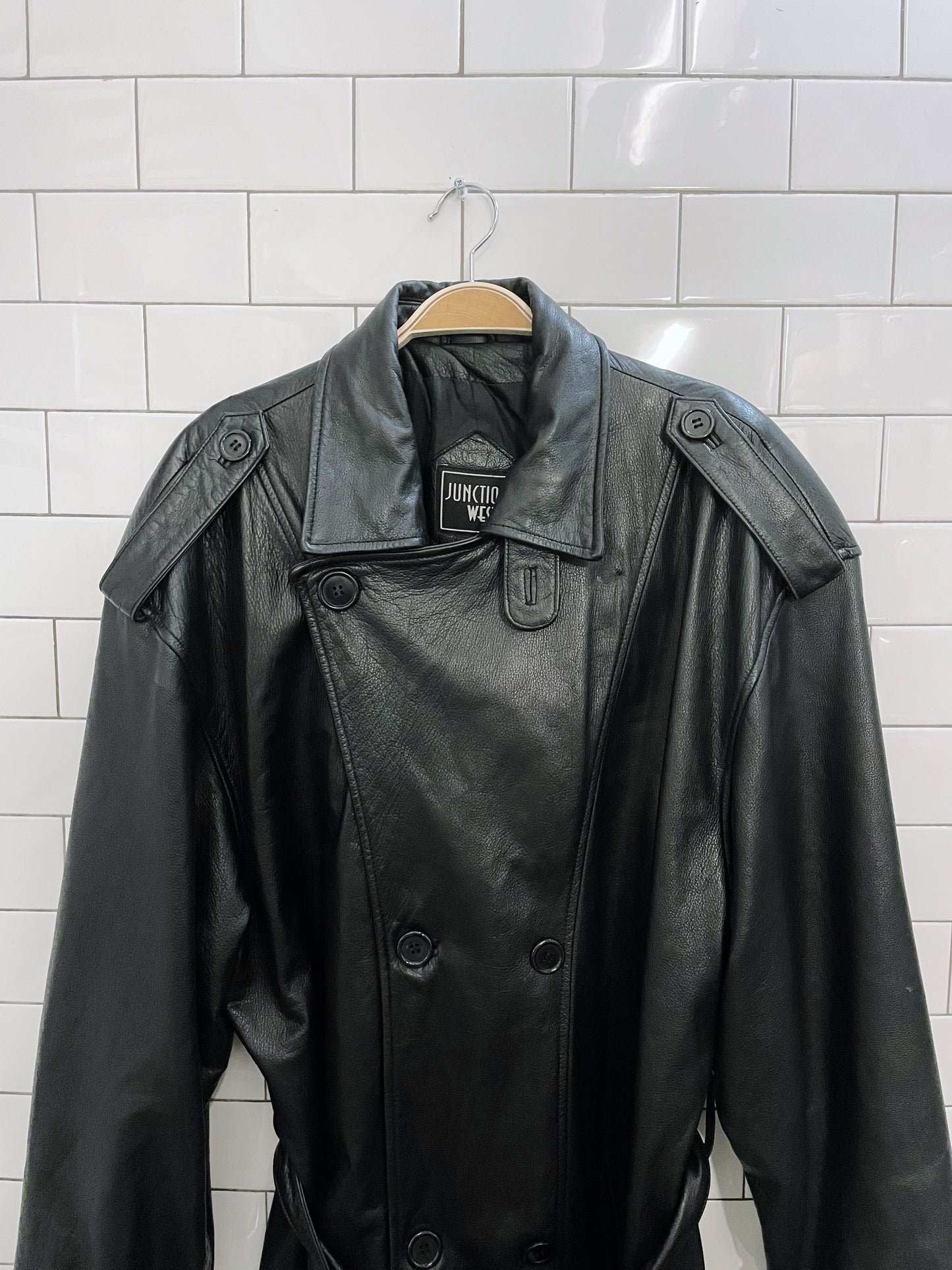 vintage junction west leather trench coat