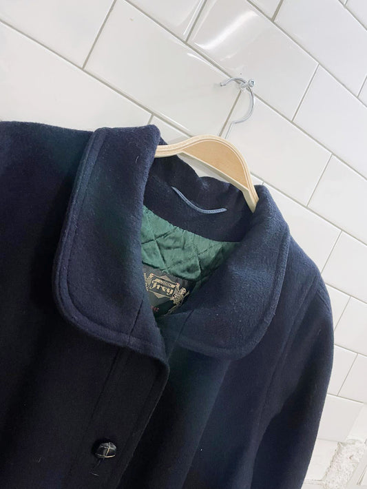 vintage loden frey wool-blend pleated cape coat