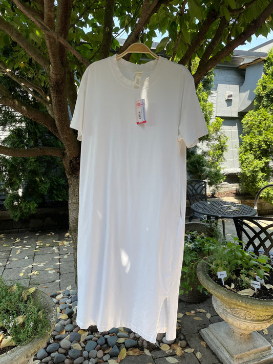 h&m white t-shirt midi dress