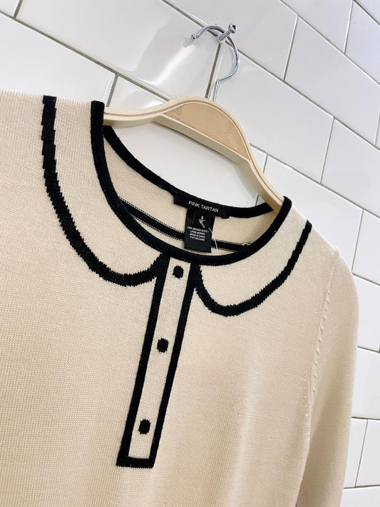 pink tartan 100% merino wool peter pan sweater