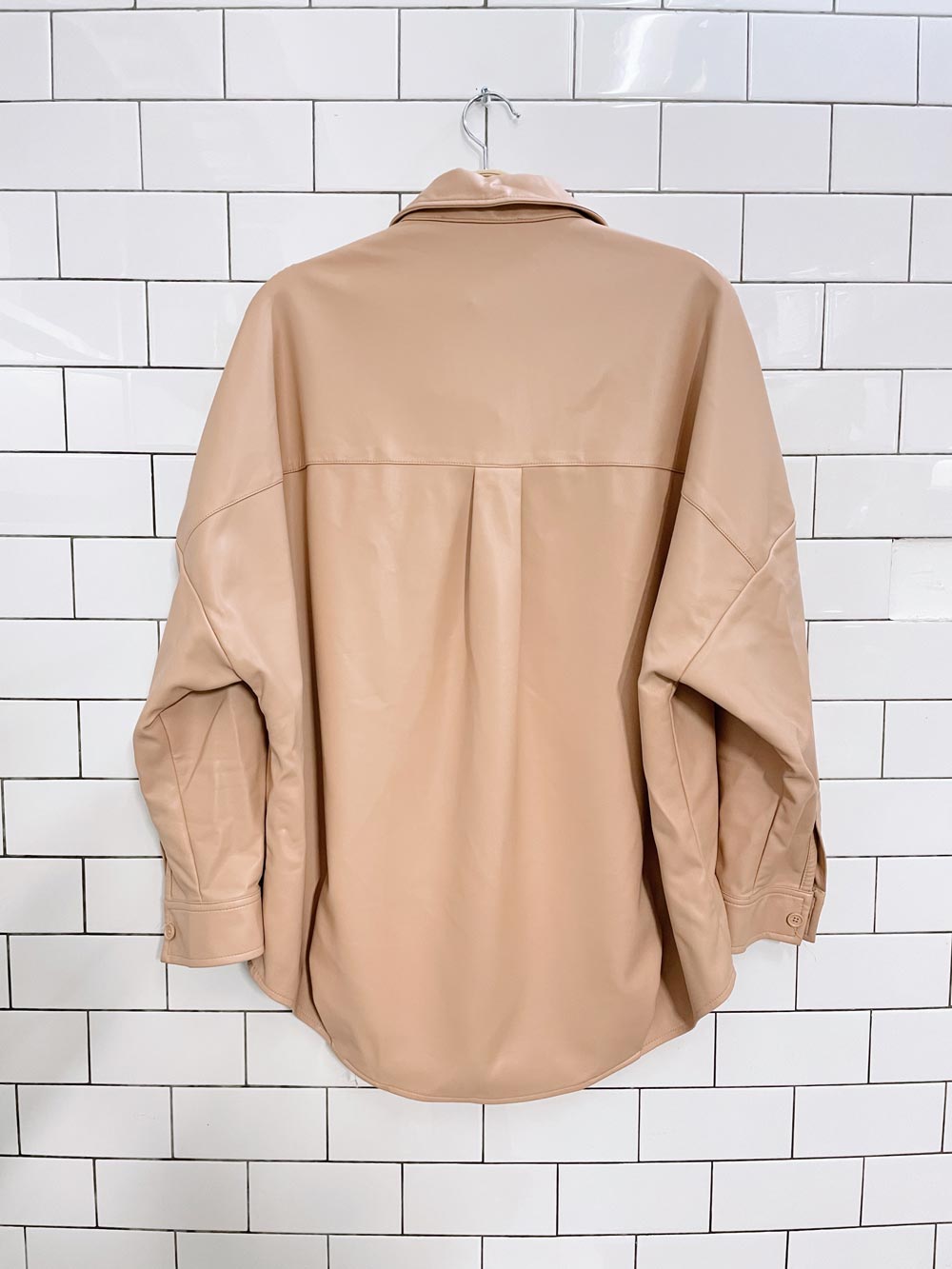 french connection rhodes faux leather shirt