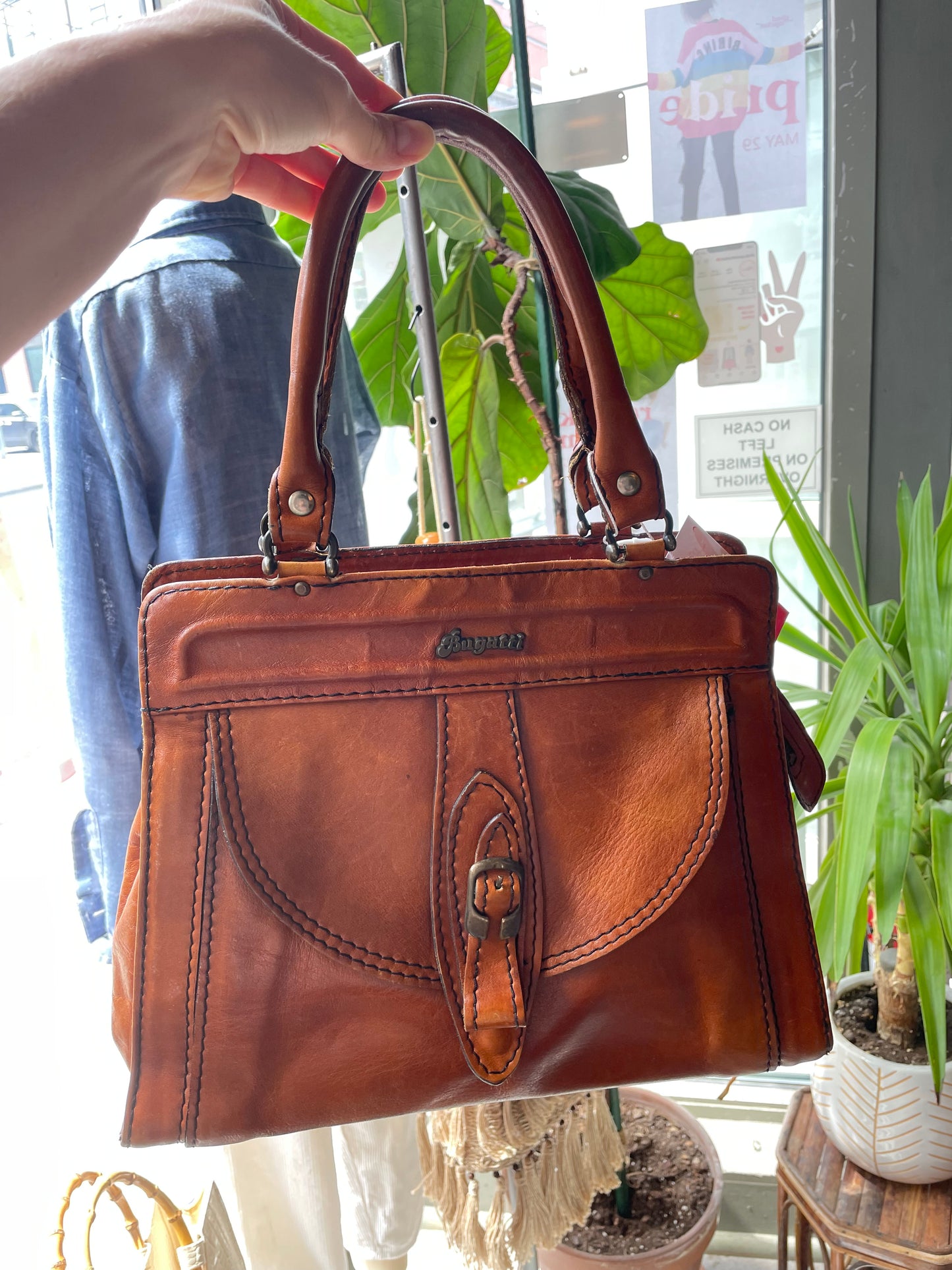 vintage 70s bugatti retro leather handbag