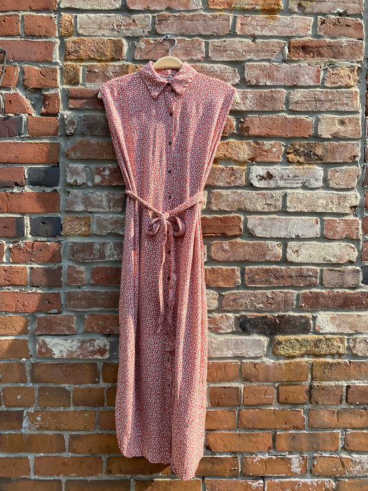 billabong floral belted sleeveless maxi shirt dress