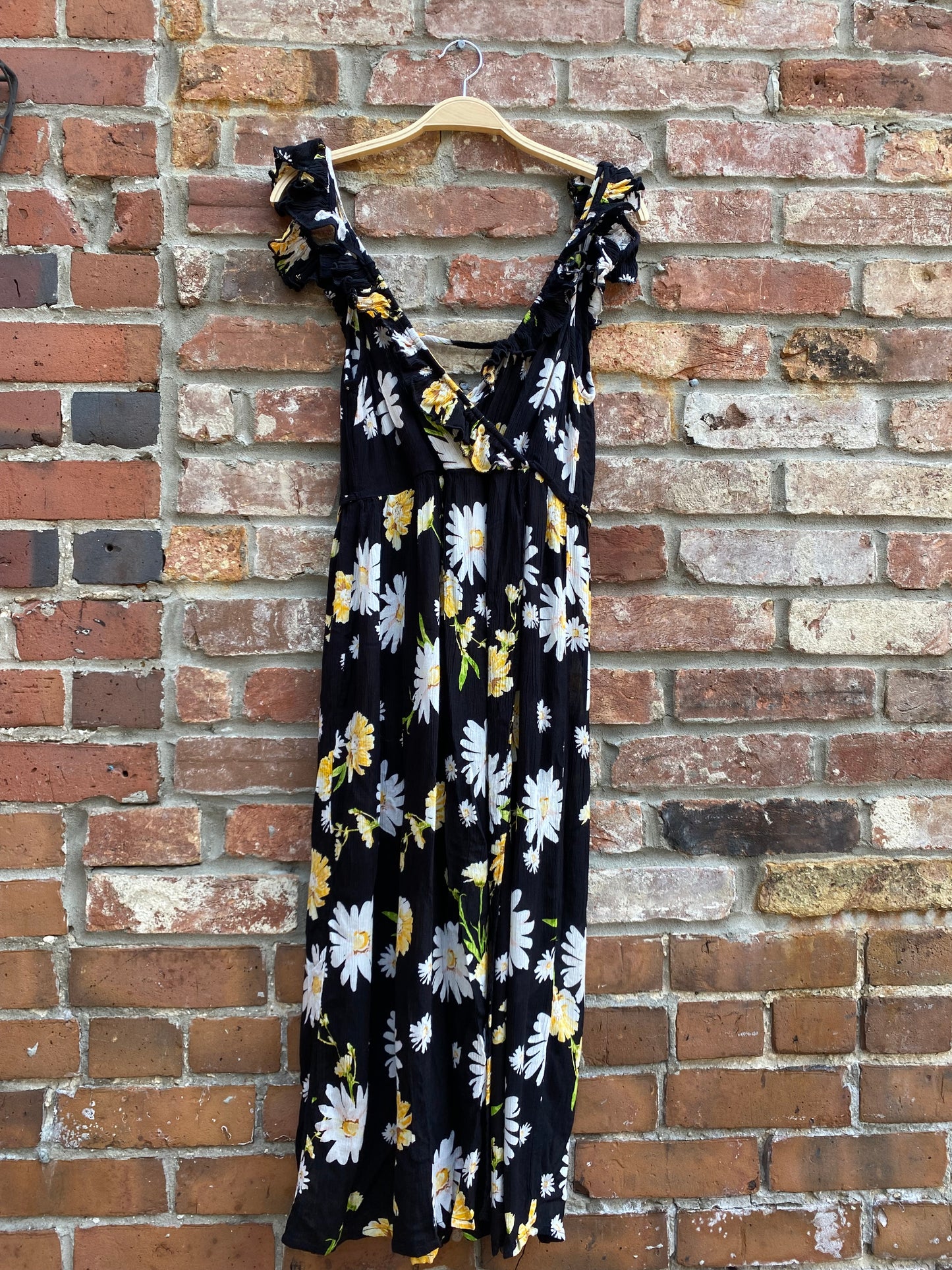 patrons of peace daisy faux wrap midi dress