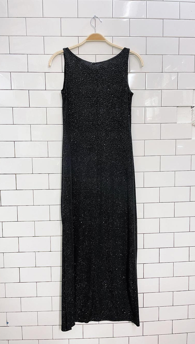 vintage 90s clientele cowl neck sparkle gown