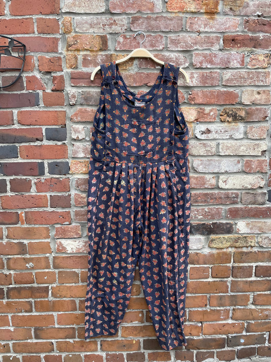 vintage april cornell floral cotton jumpsuit
