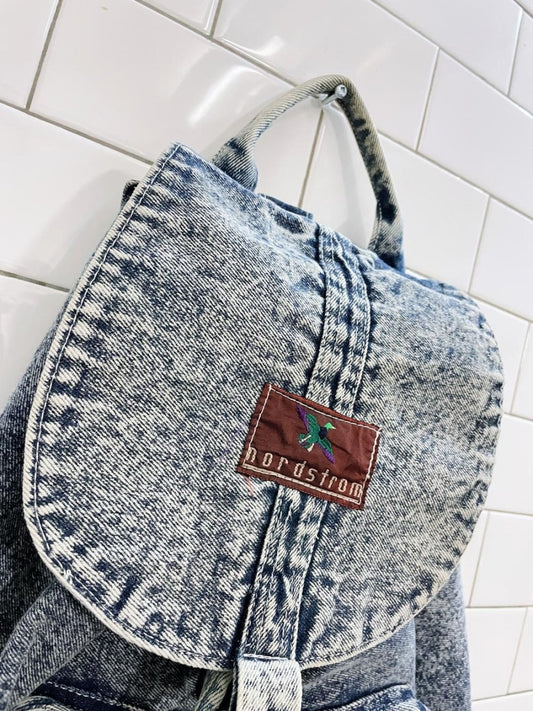 vintage 80s liz thomas acid wash denim backpack - good market thrift store