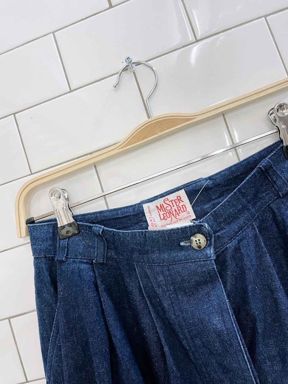 vintage mister leonard button denim midi skirt