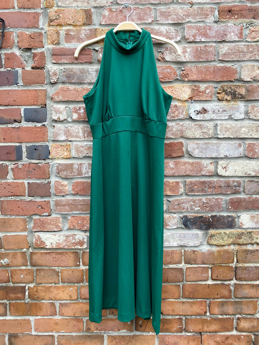 vintage 70s algo high neck midi dress