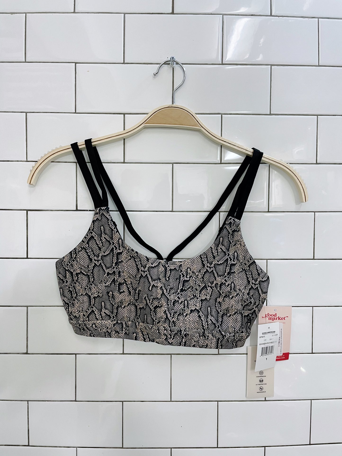 nwt good american eco sheen print scoop bra