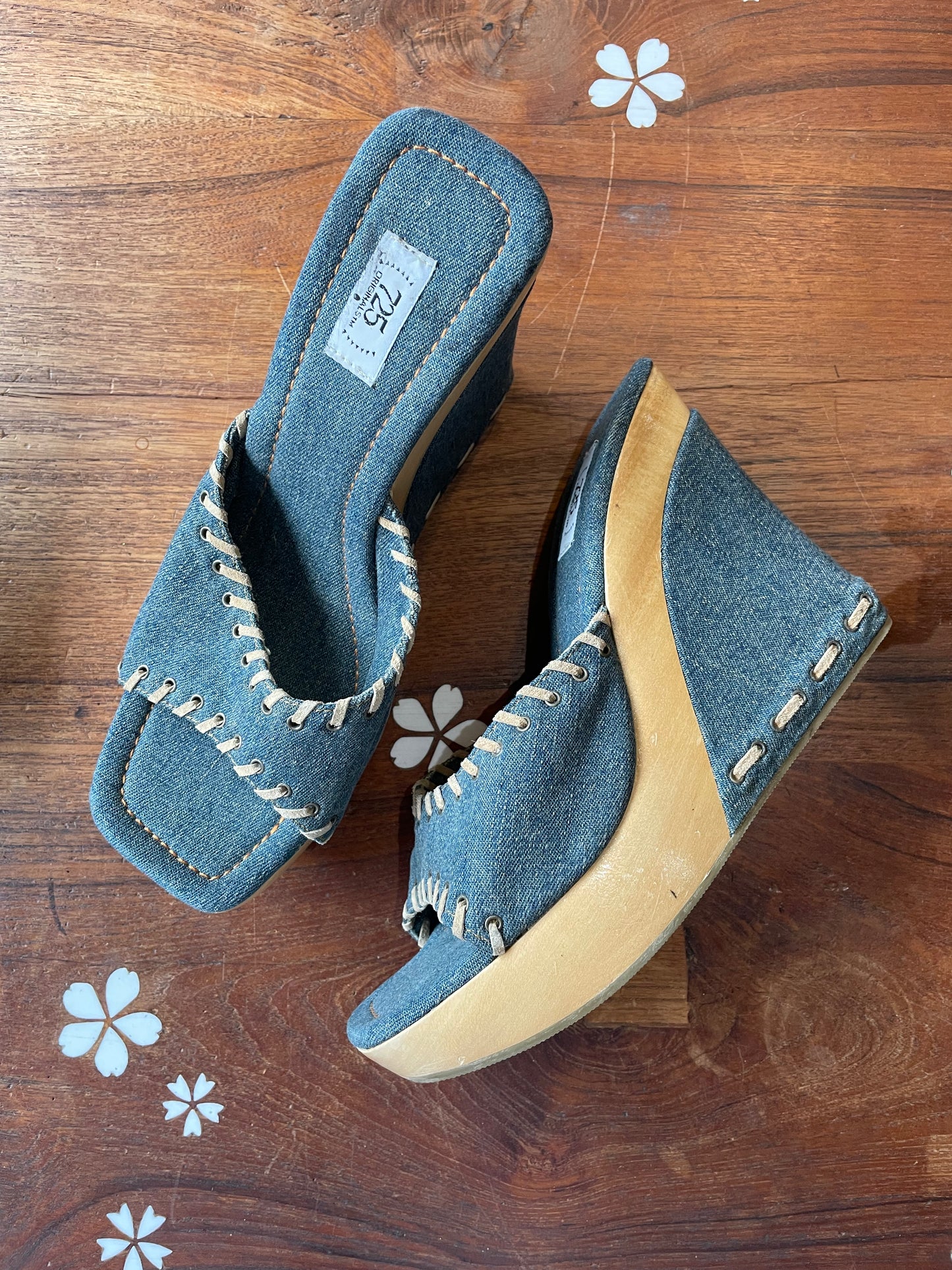 y2k 725 originals denim wedge sandals