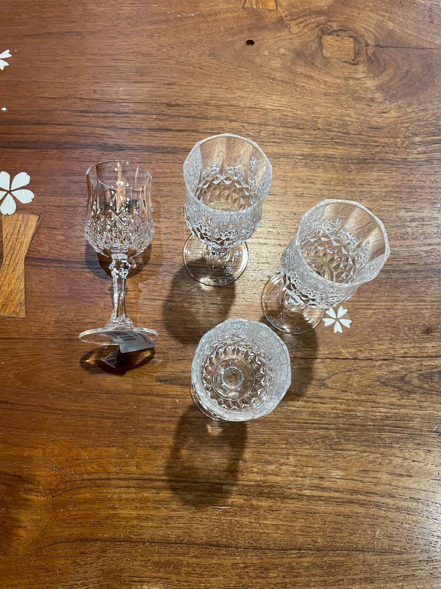 set of 4 vintage crystal shot glasses