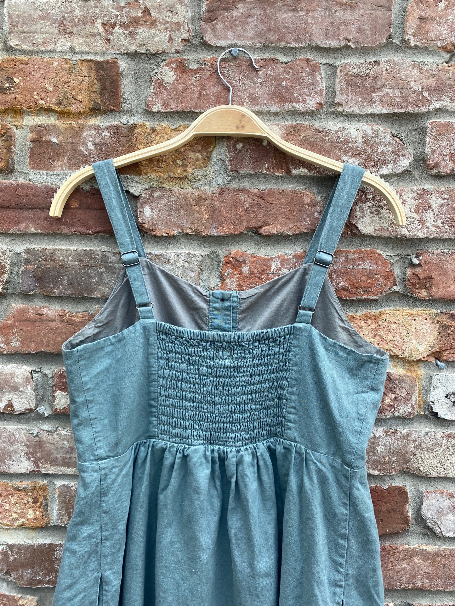 gap linen-blend button midi dress