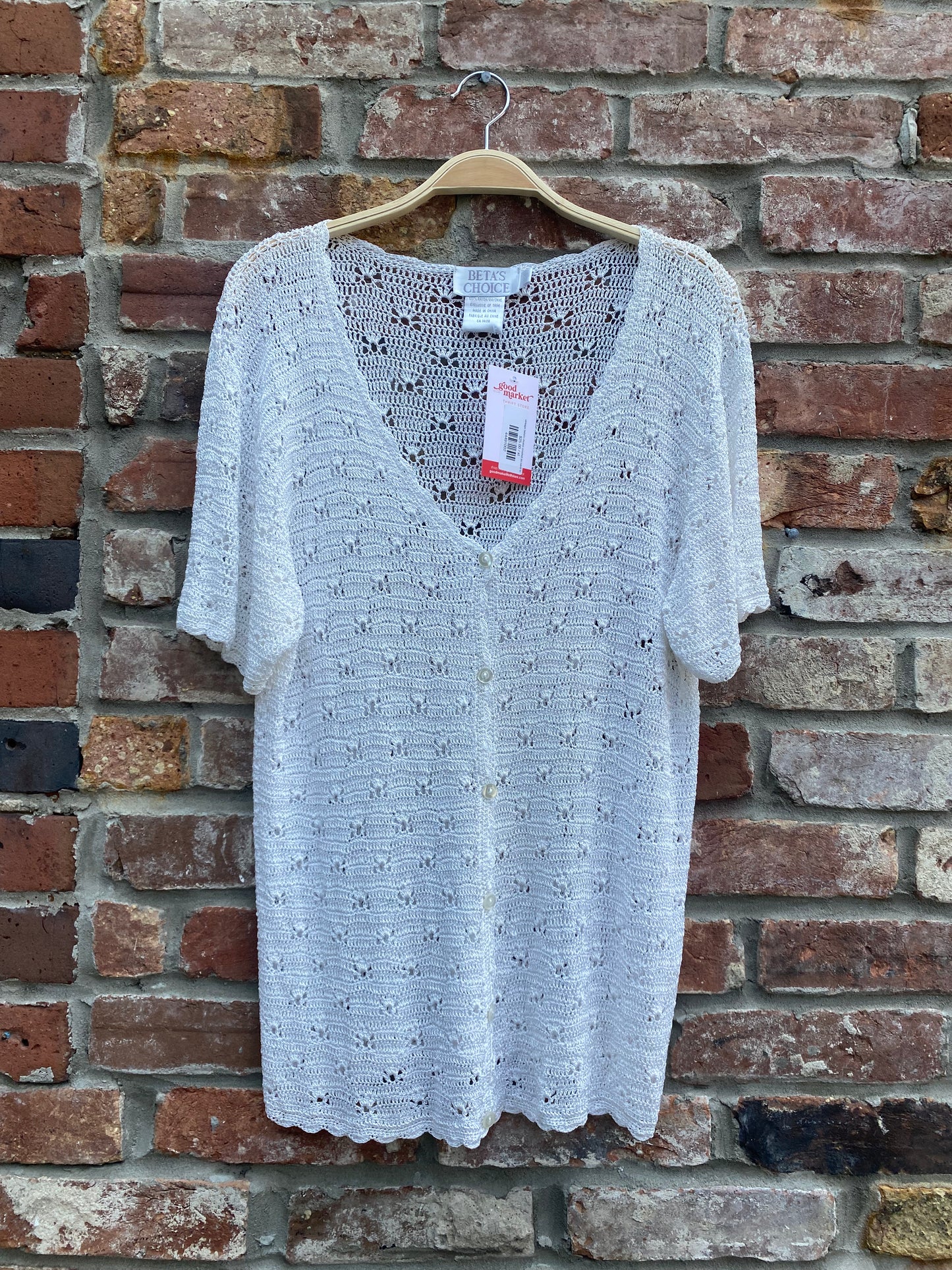 vintage beta's choice crochet ss cardi top