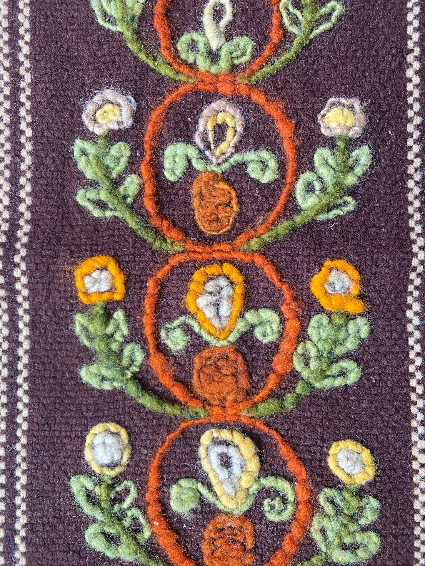 handmade wool floral fringe wall hanging