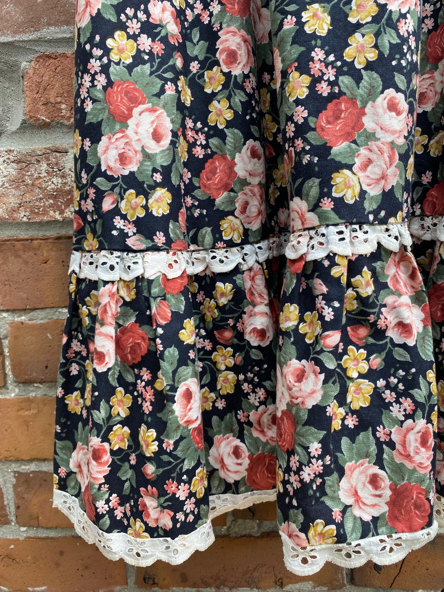 vintage 70s pat farrell floral tie shoulder dress