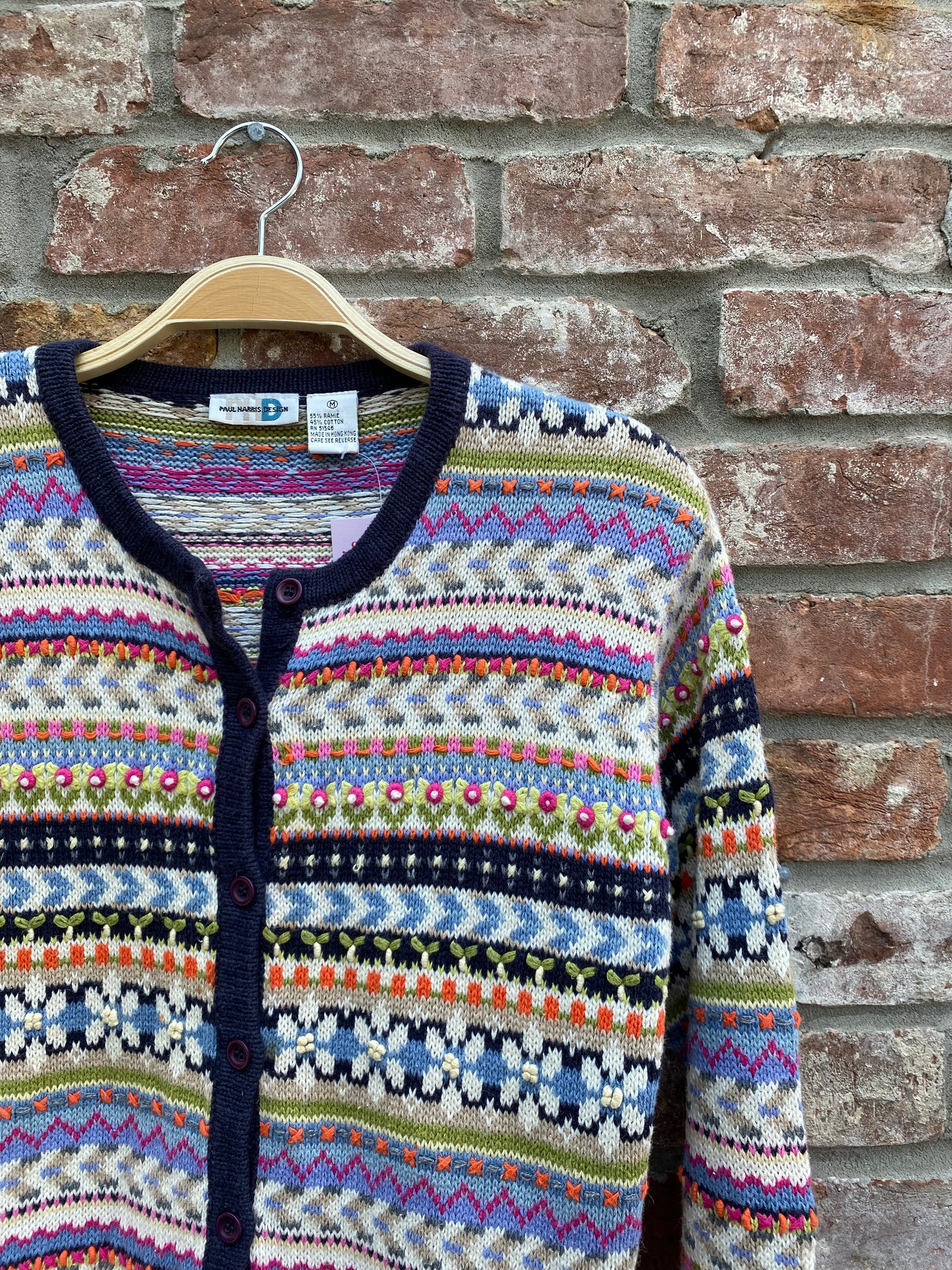 vintage 00s paul harris 3D floral knit cardi