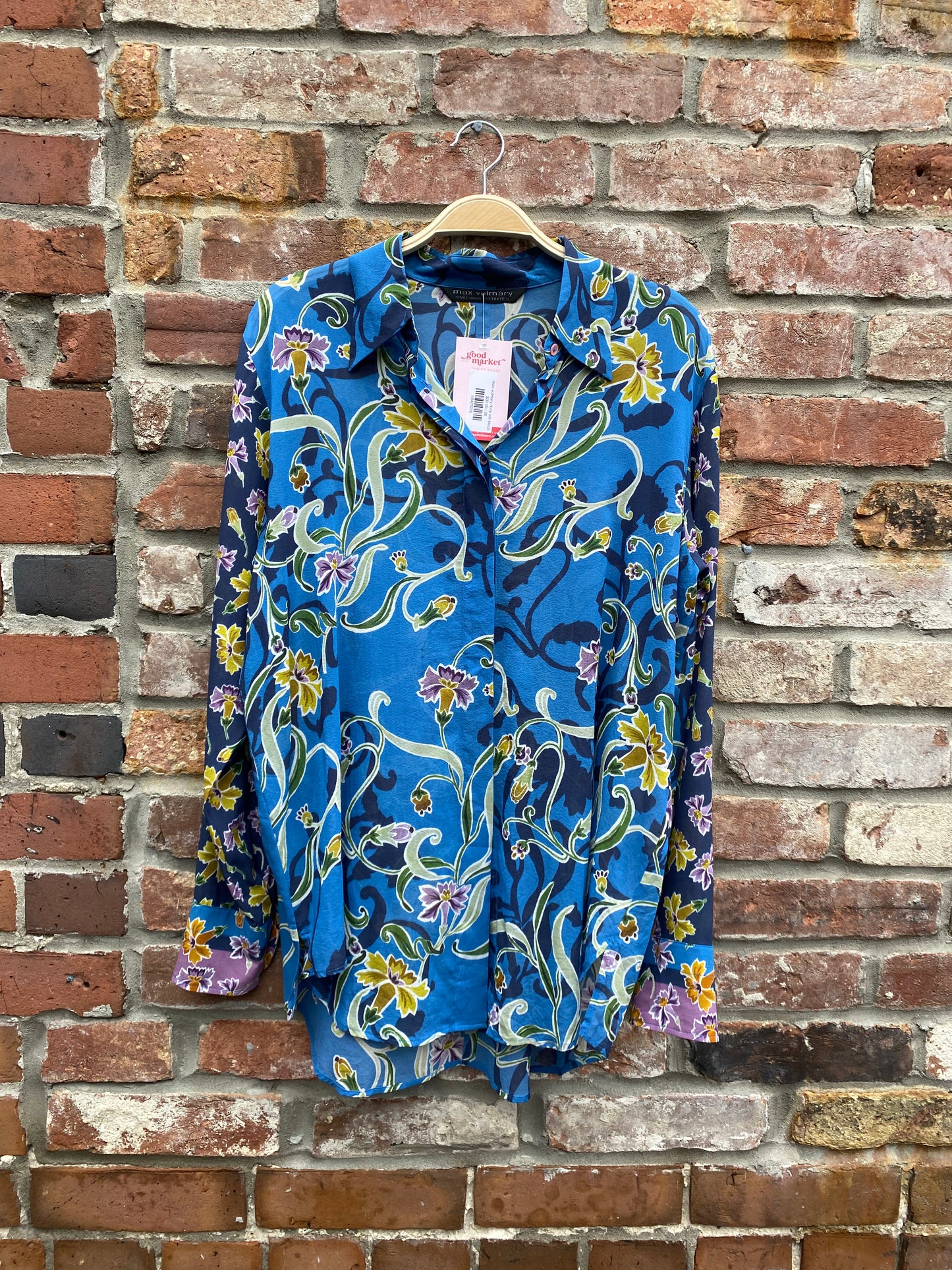 max volmary floral silk blouse