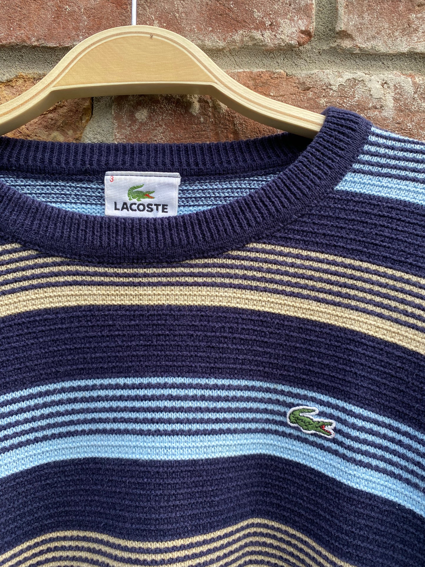 vintage 90s lacoste striped knit crew