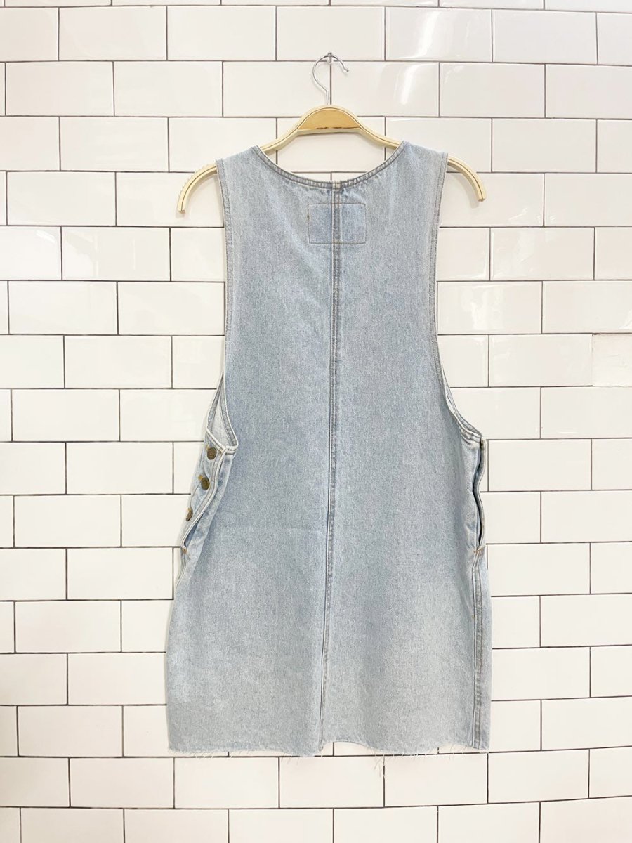 vintage 90s jean works & co. denim jumper mini dress - good market thrift store