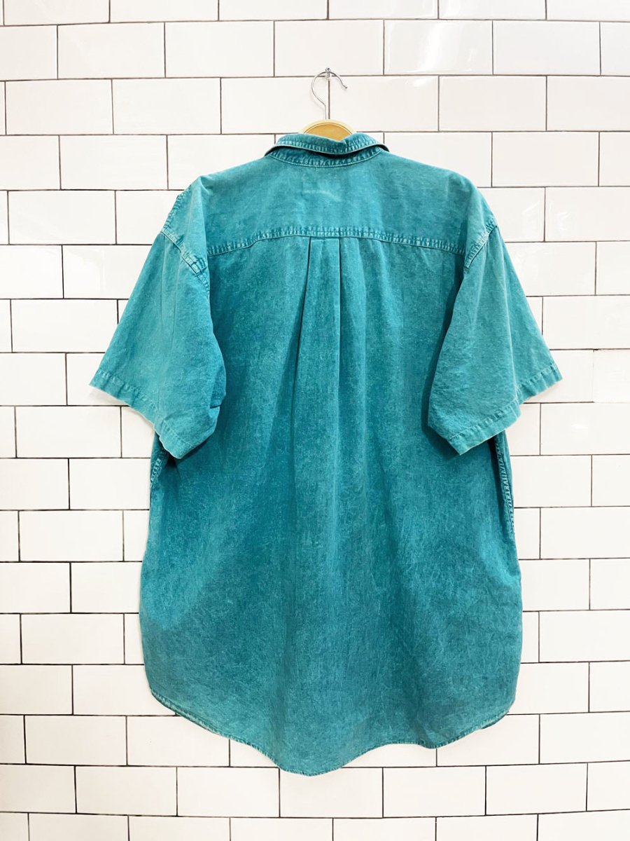 rework x vintage 90s tt&co faded floral patch shirt - good market thrift store