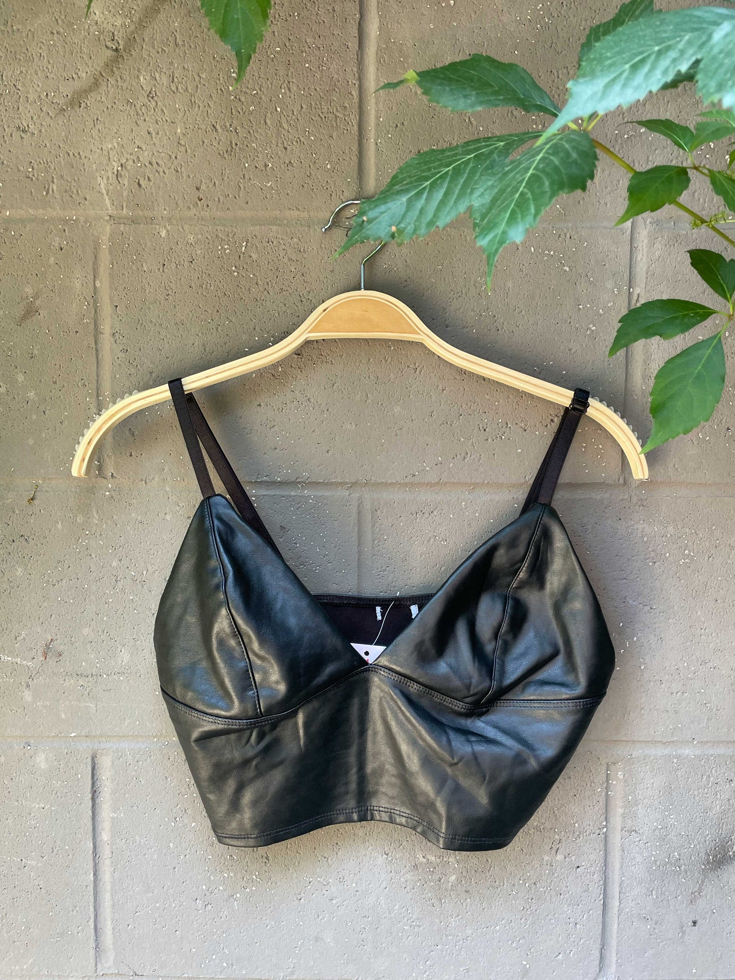 faux leather crop bra top
