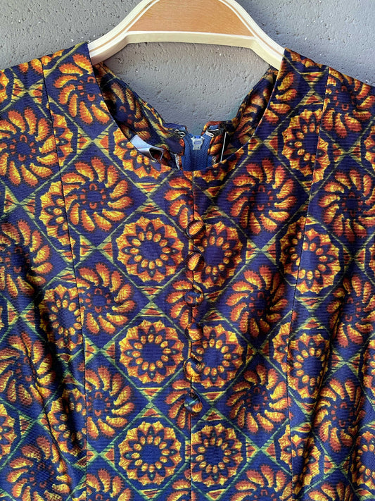 vintage 60s sun print satin mini dress