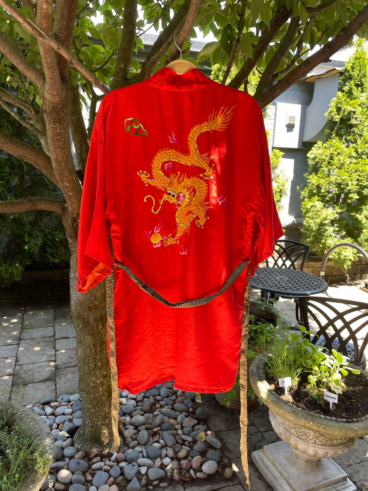 vintage hand-embroidered silk kimono