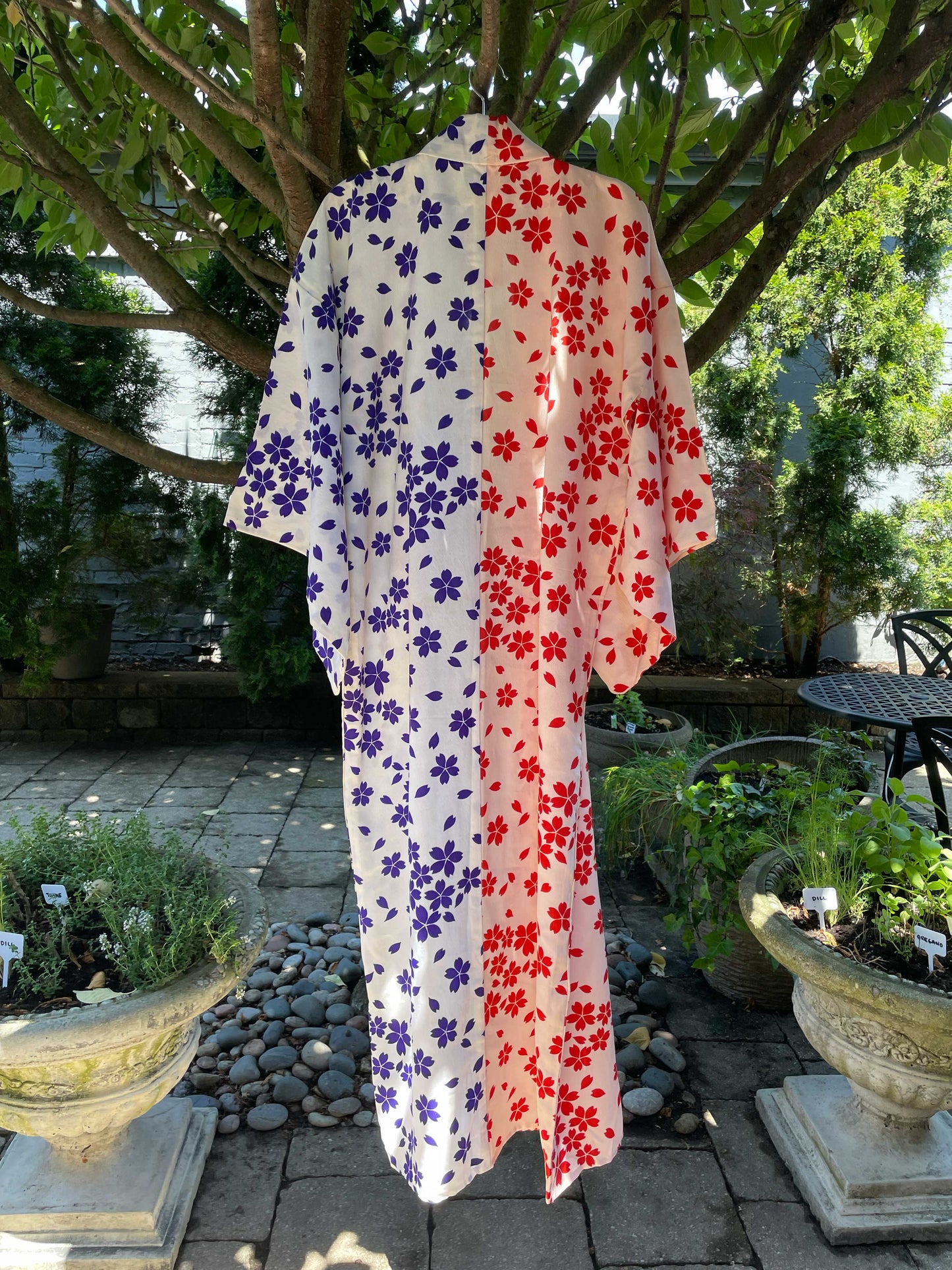 vintage minimal floral long japanese kimono