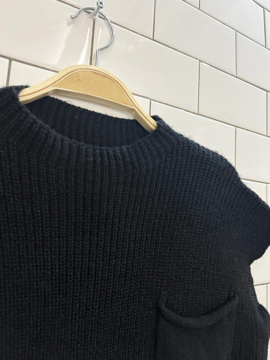 oversized boxy single pocket knit vest - good market thrift store