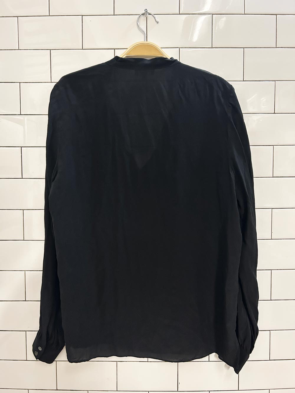 wilfred silk oversized split neck blouse - good market thrift store