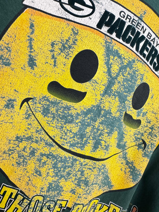 vintage 90s green bay packers distressed smiley t-shirt dress | made in USA
