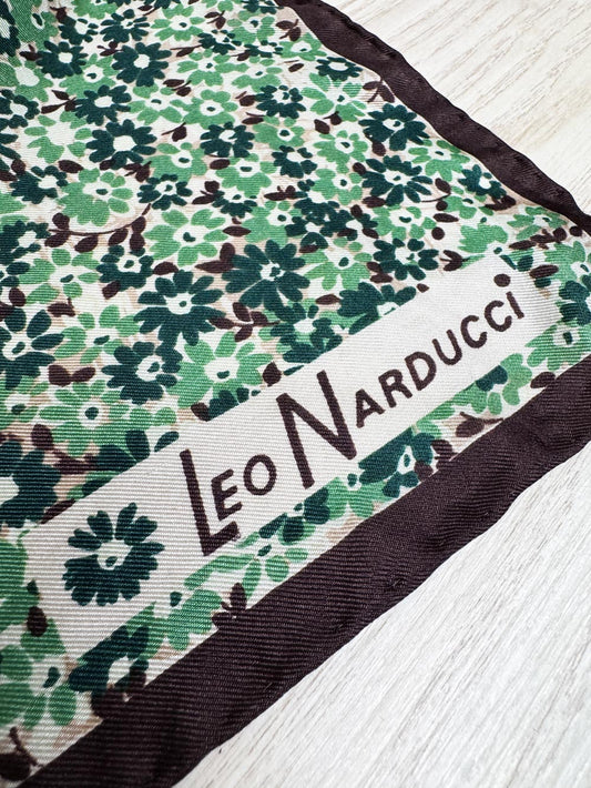 vintage 70s leo narducci 100% silk square scarf | hand-rolled edge