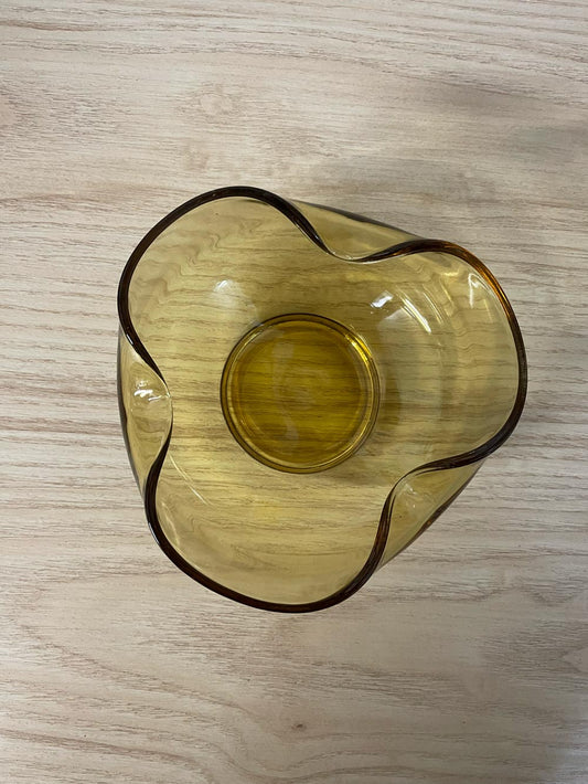 vintage pinched amber bowl