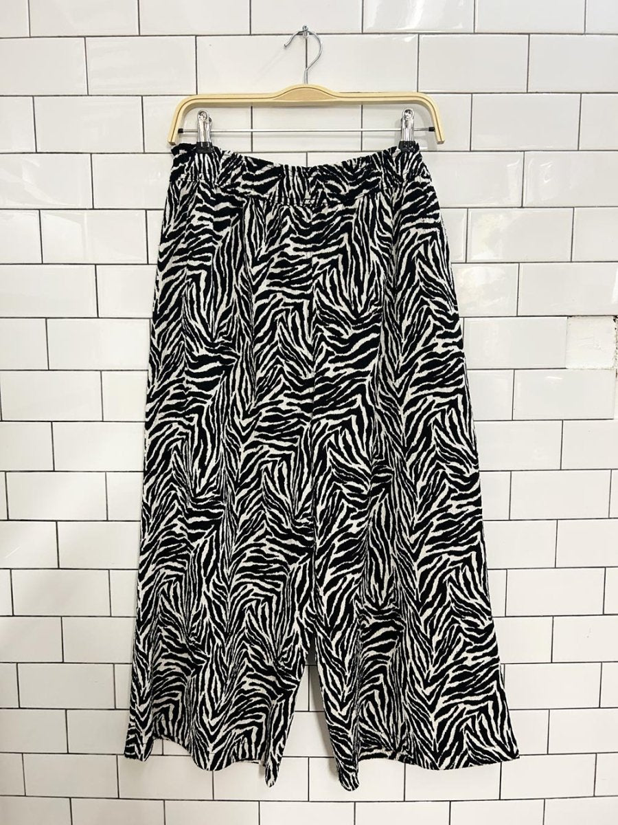 zebra print crinkle wide leg flowy pant - good market thrift store