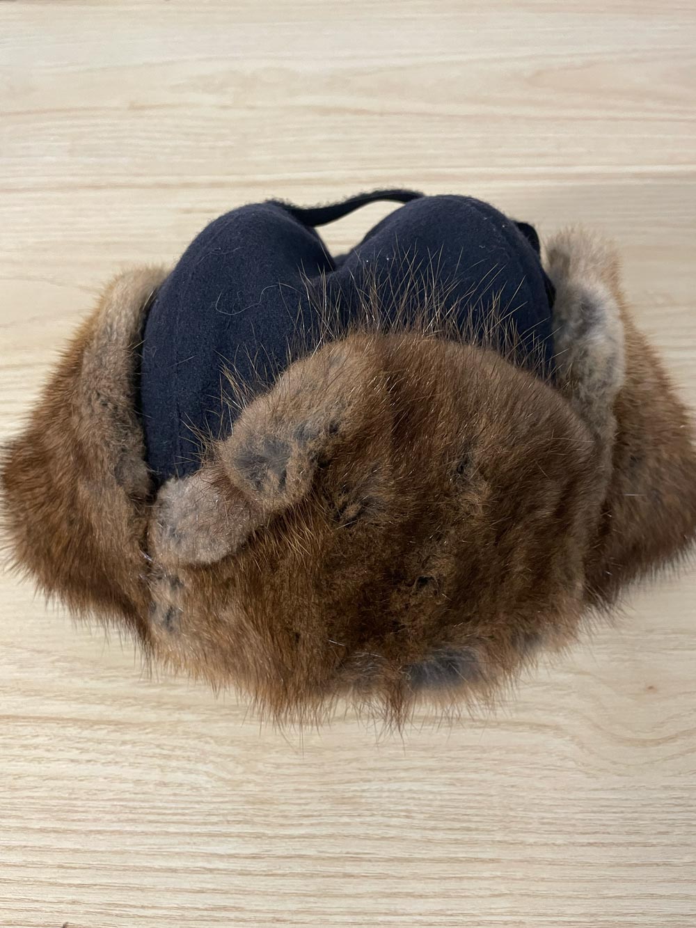 vintage crown cap wool + fur trapper hat