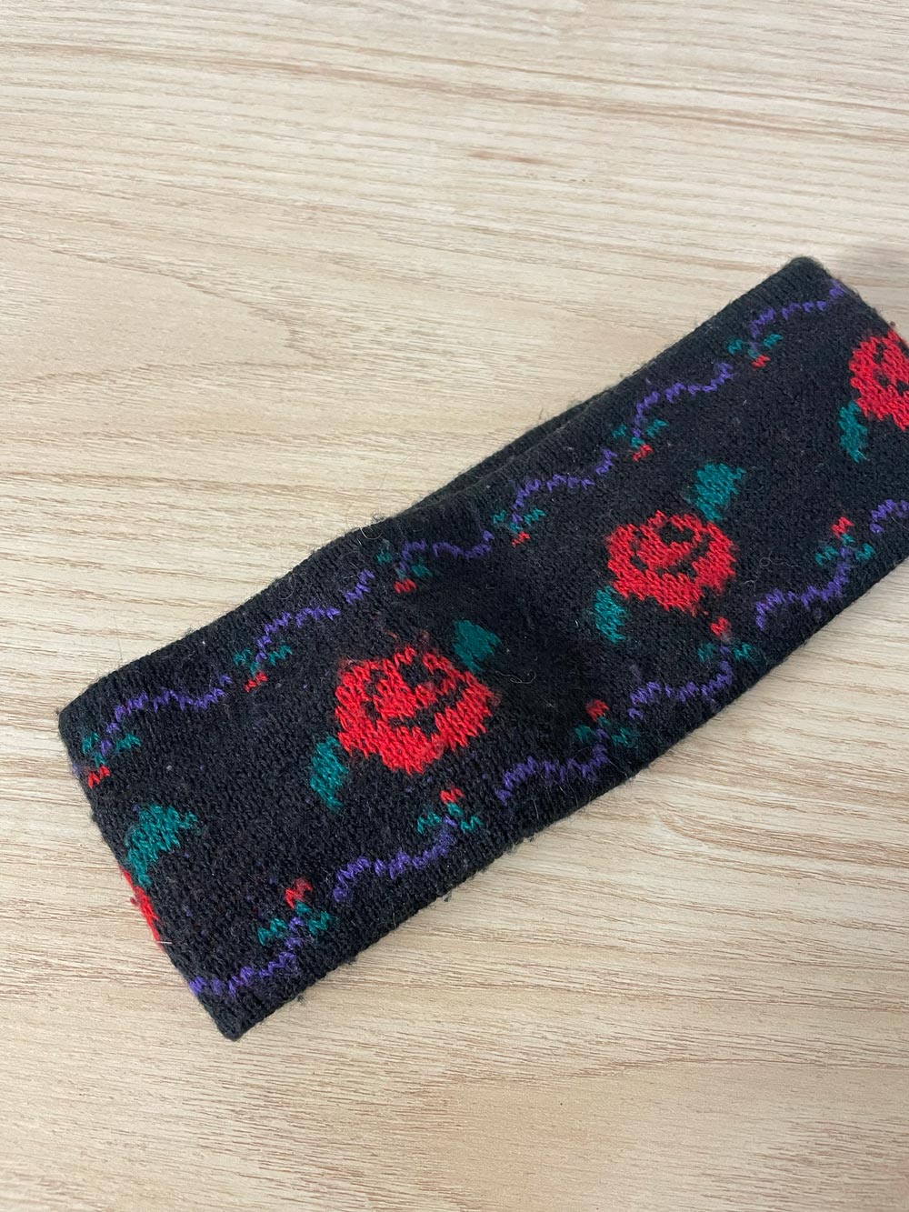 vintage 90s rose knit headband