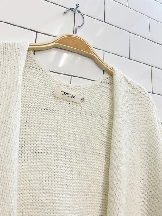 cream loose knit shrug cardigan - good market thrift store