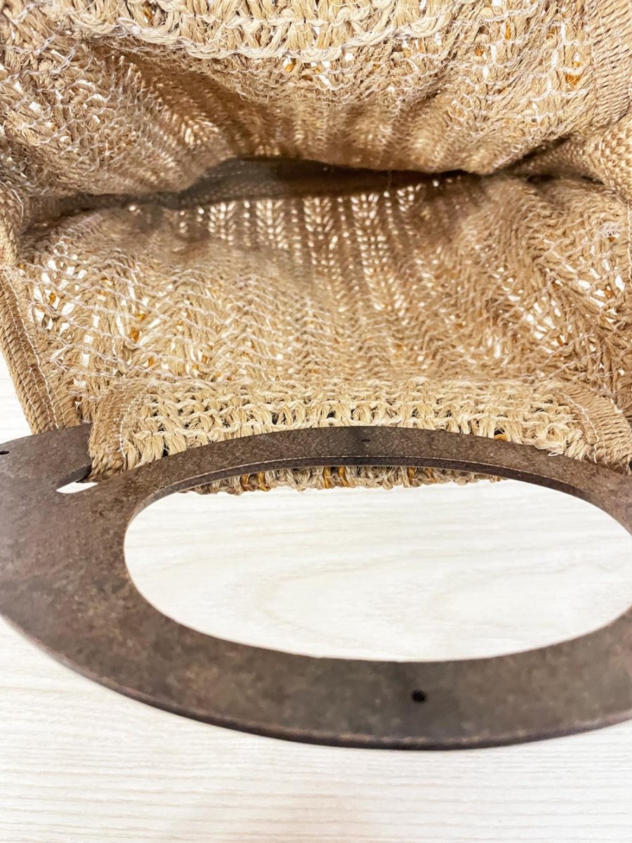 vintage 70s woven jute wood handle tote - good market thrift store