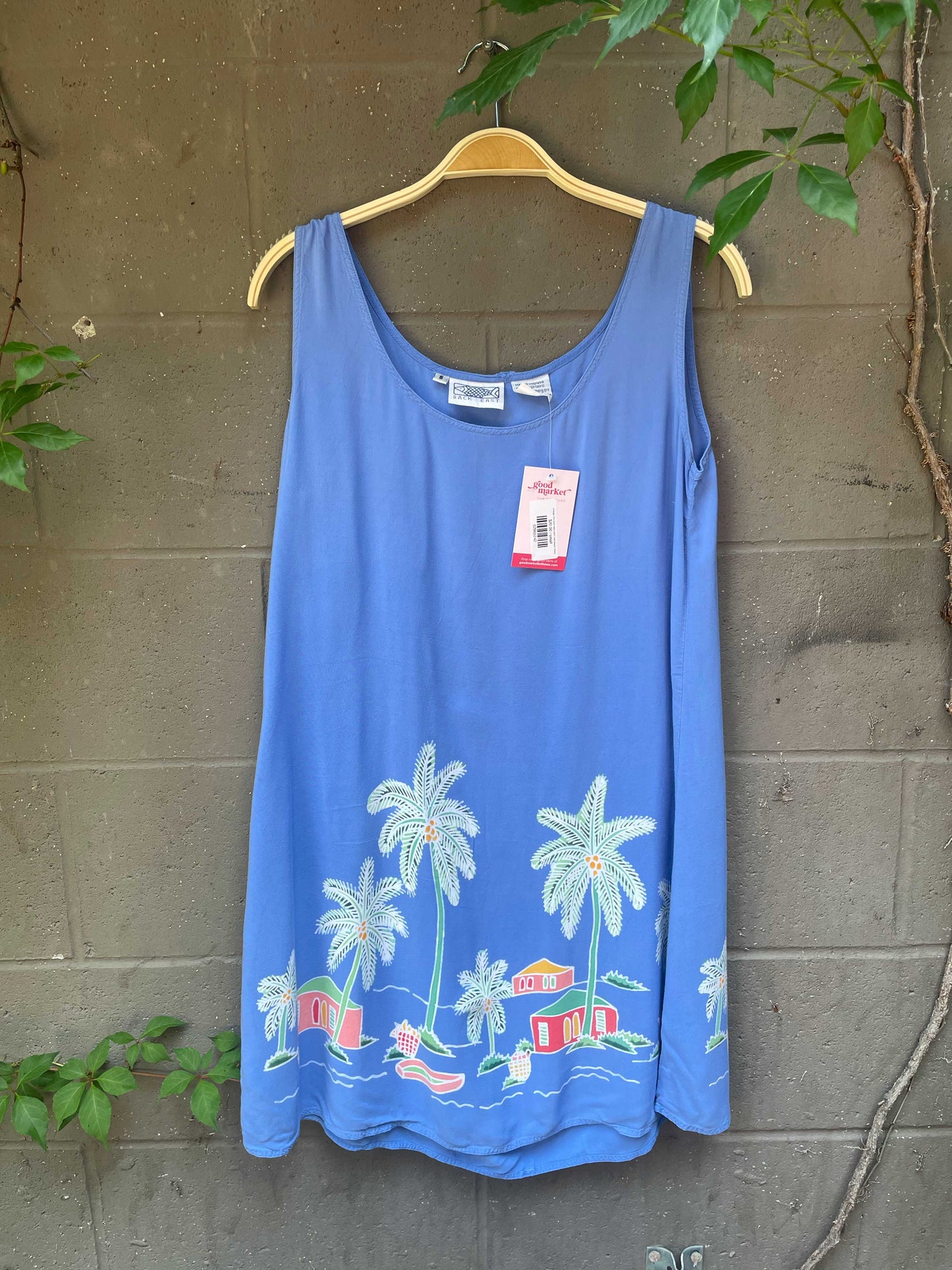 vintage 00s back east palm tree beach dress