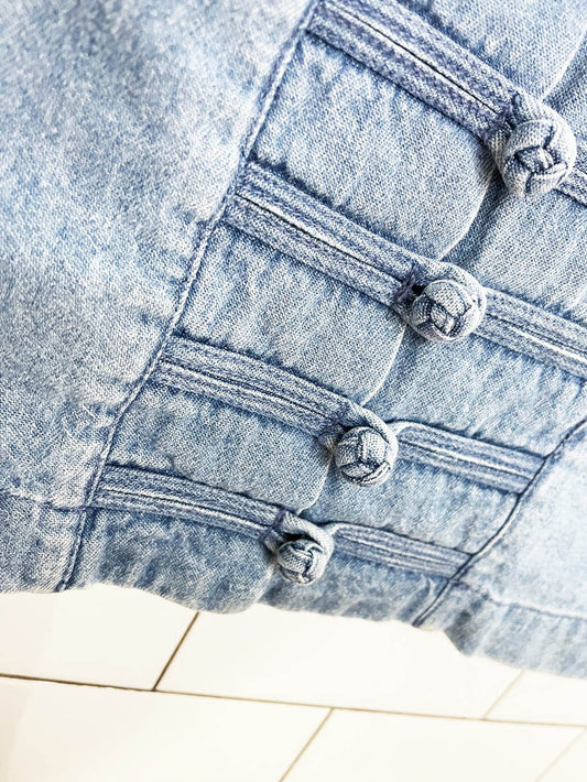 vintage 90s carry back frog button denim vest top