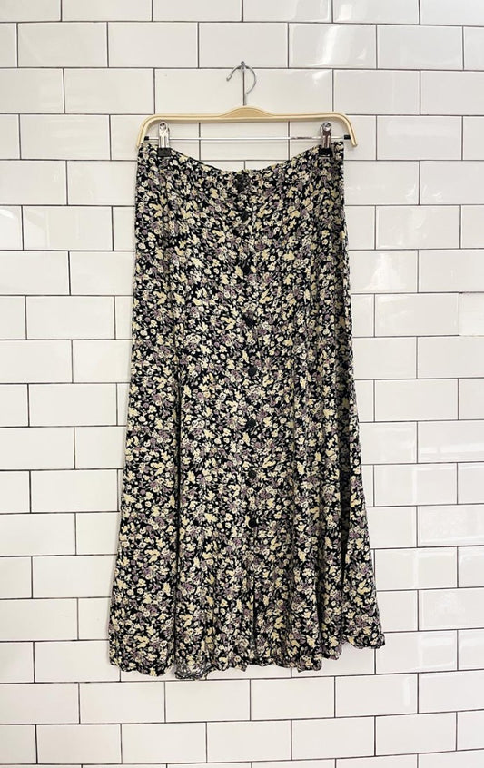 vintage 90s floral button midi skirt - good market thrift store