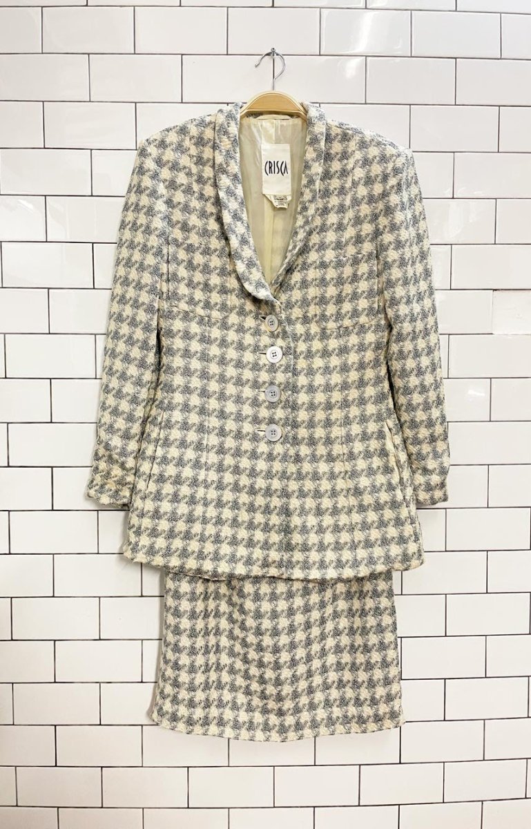 vintage 90s crisca large houndstooth suit set - good market thrift store