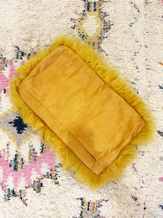 cynthia rowley mongolian sheepskin shag pillow case - good market thrift store