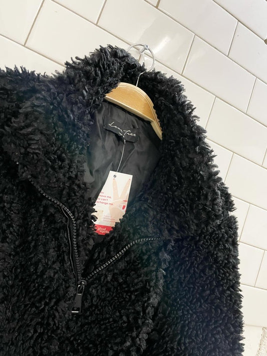 love tree cozy sherpa short coat - good market thrift store