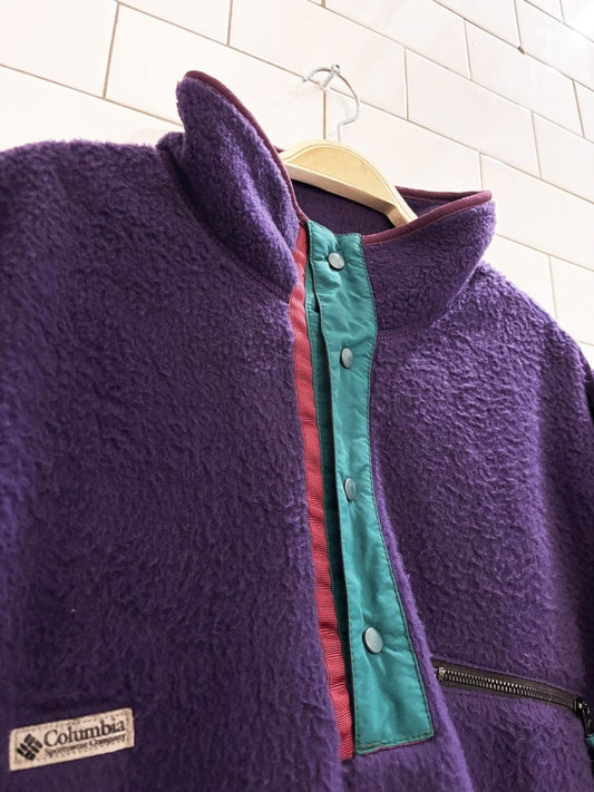 vintage 90s columbia fleece colorblock pullover jacket - good market thrift store