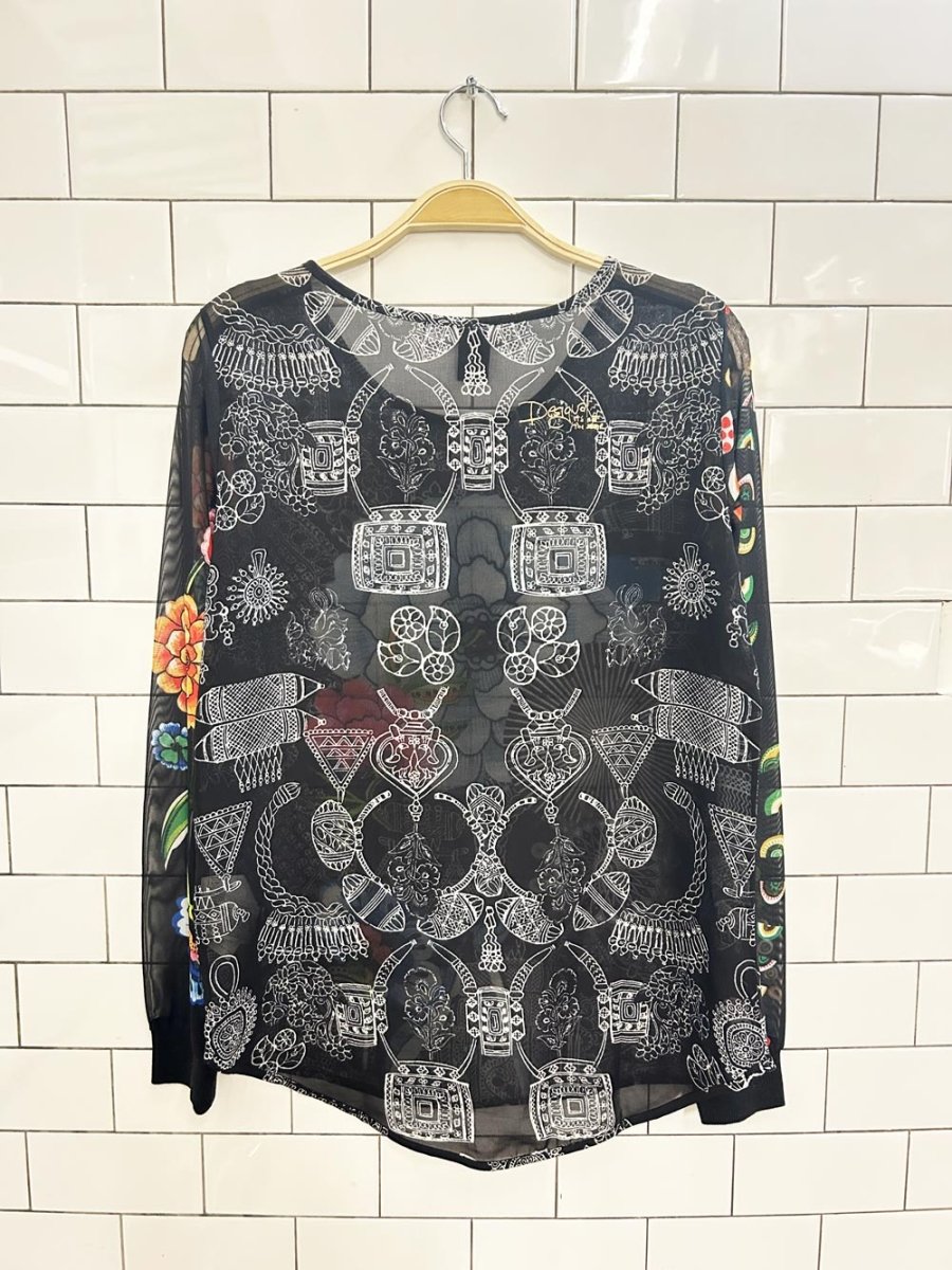 desigual mesh floral graphic long sleeve - good market thrift store